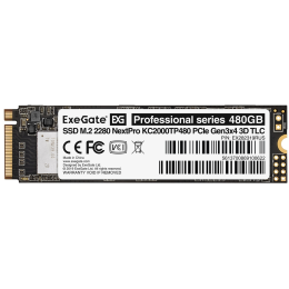 Накопитель SSD M.2 2280 480GB ExeGate EX282319RUS NextPro KC2000TP480 (PCIe Gen3x4, NVMe, 22x80mm, 3D TLC)