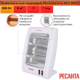 Обогреватель инфракрасный Ресанта ИКО-800Л 800Вт белый