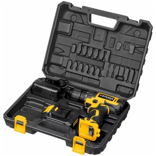 Дрель-шуруповерт STEHER 20В, 1 АКБ (2Ач), в кейсе, CD-200-1