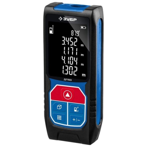 Дальномер лазерный "ДЛ-50", точность 2 мм, дальность 50м, класс защиты IP54, ЗУБР Профессионал 34925