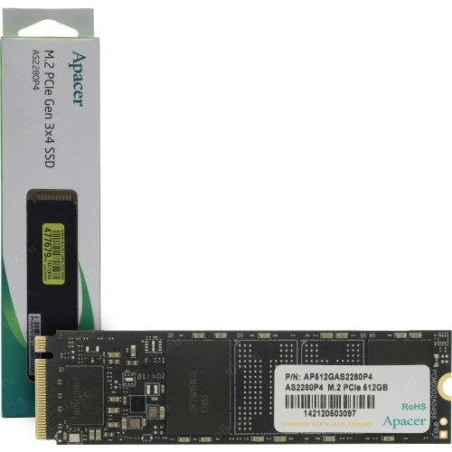 Твердотельный накопитель Apacer SSD AS2280P4U 512Gb M.2 PCIe Gen3x4, R3500/W2300 Mb/s, MTBF 1.8M, 3D NAND, NVMe, Retail (AP512GAS2280P4U-1)