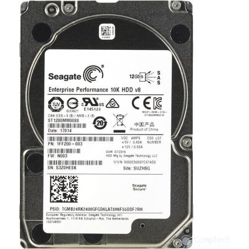 Жесткий диск Seagate HDD SAS 2,5" Seagate 1,2Tb, ST1200MM0009, Exos 10E2400, SAS 12Гбит/с, 10000 rpm, 128Mb buffer, 15mm