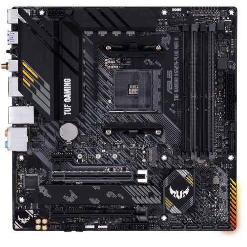Материнская плата ASUS TUF GAMING B550M-PLUS WIFI II, Socket AM4, B550, 4*DDR4, HDMI+DP, CrossFireX, SATA3 + RAID, Audio, 2,5Gb LAN, USB 3.2*8, USB 2.0*6, COM*1 header (w/o cable) mATX ; 90MB19Y0-M0EAY0