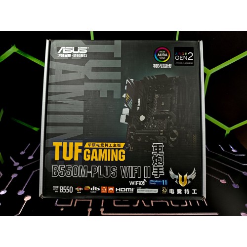Материнская плата ASUS TUF GAMING B550M-PLUS WIFI II, Socket AM4, B550, 4*DDR4, HDMI+DP, CrossFireX, SATA3 + RAID, Audio, 2,5Gb LAN, USB 3.2*8, USB 2.0*6, COM*1 header (w/o cable) mATX ; 90MB19Y0-M0EAY0