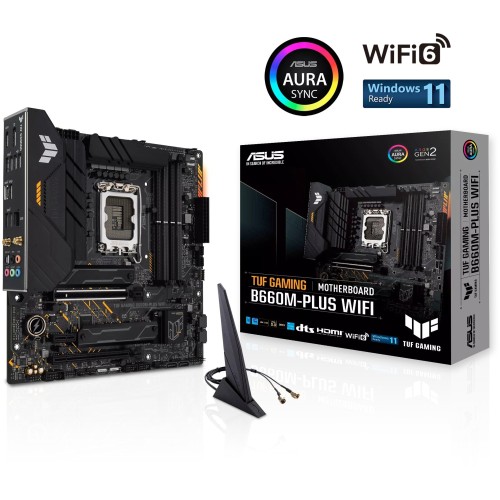 Материнская плата ASUS TUF GAMING B660M-PLUS WIFI, LGA1700, B660, 4*DDR5, DP+HDMI, CrossFireX, SATA3 + RAID, Audio, Gb LAN, USB 3.2*6, USB 2.0*6, COM*1 header (w/o cable), mATX ; 90MB1AZ0-M0EAY0