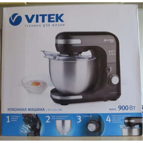 Кухонная машина VITEK VT-1431 (BK) черный 900 Вт Cтальная чаша вместимостью 5Л  