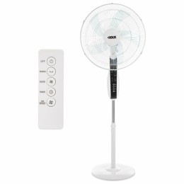 Вентилятор DUX 60-0213 напольный белый/синий 60 Вт, 5 лопастей, подставка круглая, д/у управление