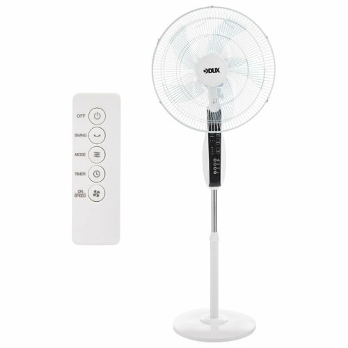 Вентилятор DUX 60-0213 напольный белый/синий 60 Вт, 5 лопастей, подставка круглая, д/у управление