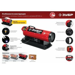 Тепловая пушка, ЗУБР 20 кВт дизельная прямой нагрев