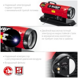 Тепловая пушка, ЗУБР 20 кВт дизельная прямой нагрев