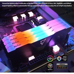 Модуль памяти DDR4 Netac Shadow RGB 16GB (2x8GB) 3200MHz CL16 1.35V / NTSRD4P32DP-16E / Gray / with radiator