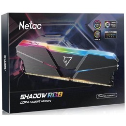 Модуль памяти DDR4 Netac Shadow RGB 16GB (2x8GB) 3200MHz CL16 1.35V / NTSRD4P32DP-16E / Gray / with radiator