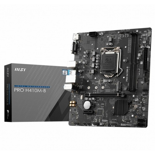Материнская плата MSI PRO H410M-B mATX, H510, LGA1200,2xDDR4,1xPCI-Ex16,1xPCI-Ex1,1xM.2,4xSATA3,4xUSB3.2 Gen1,6xUSB2.0,HD Audio