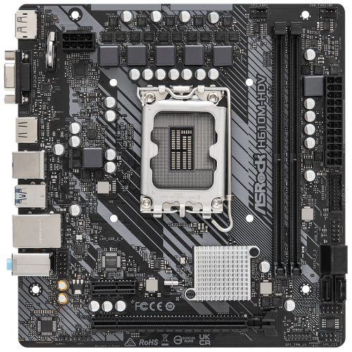 Материнская плата Asrock H610M-HDV Soc-1700 Intel H610 2xDDR4 mATX AC`97 8ch(7.1) GbLAN RAID+VGA+HDMI+DP