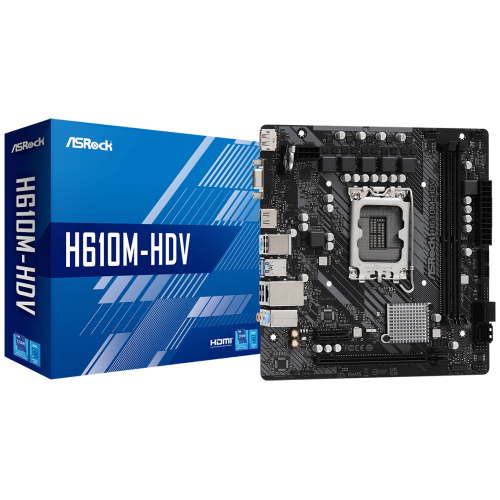 Материнская плата Asrock H610M-HDV Soc-1700 Intel H610 2xDDR4 mATX AC`97 8ch(7.1) GbLAN RAID+VGA+HDMI+DP
