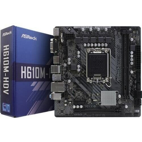 Материнская плата Asrock H610M-HDV Soc-1700 Intel H610 2xDDR4 mATX AC`97 8ch(7.1) GbLAN RAID+VGA+HDMI+DP