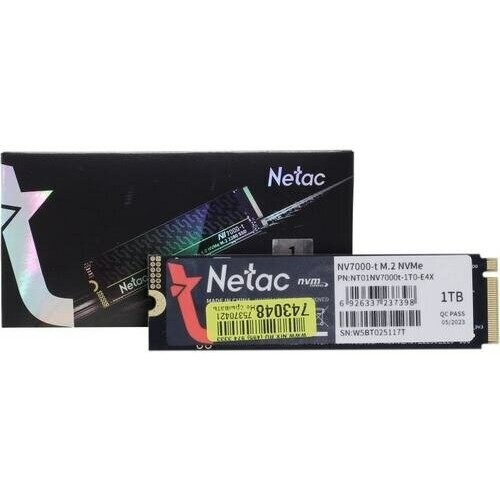 Накопитель SSD M.2 Netac 2.0Tb NV7000 Series <NT01NV7000-2T0-E4X> Retail (PCI-E 4.0 x4, up to 7200/6800MBs, 3D NAND, 1400TBW, NVMe 1.4, 22х80mm, heatsink)