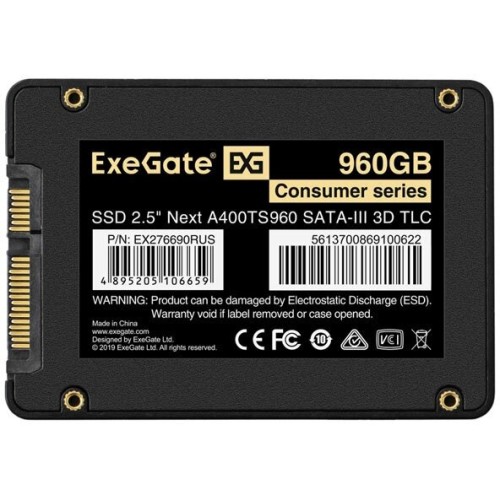 Накопитель SSD 2.5" 960GB ExeGate Next A400TS960 (SATA-III, 3D TLC) OEM