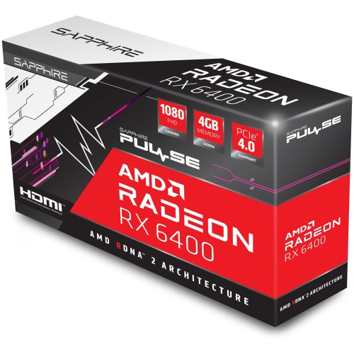 Видеокарта Sapphire Pulse PCI-E AMD Radeon RX 6400 4Gb (64bit/GDDR6/DP/HDMI/RTL) (11315-01-20G)