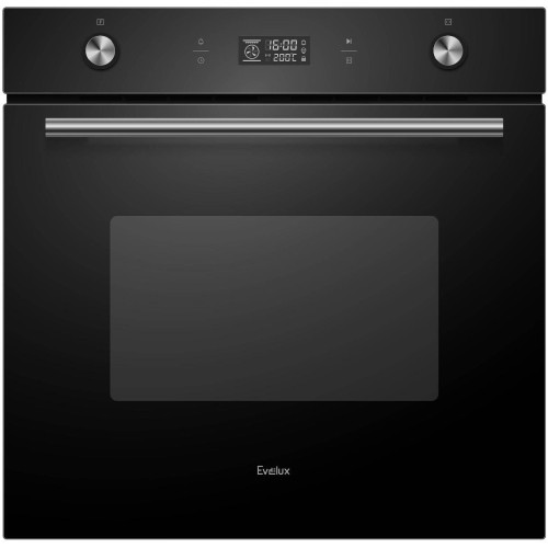 Духовой шкаф встраиваемый полноразмерный Evelux EO 650 PB, 60 см, 9 режимов, 70л, черное стекло