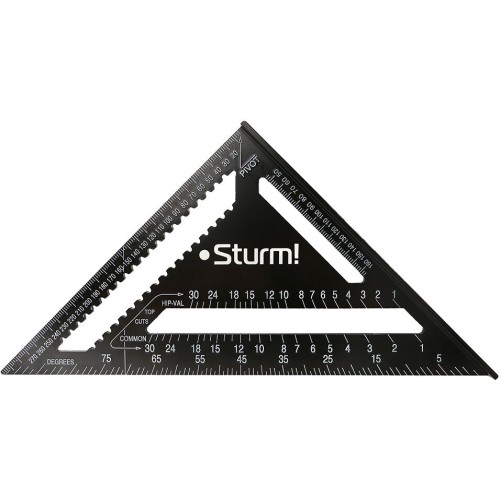 Угольник Sturm! 2020-07-300 300мм, алюминиевый сплав, чёрная оксидация, белая шкала