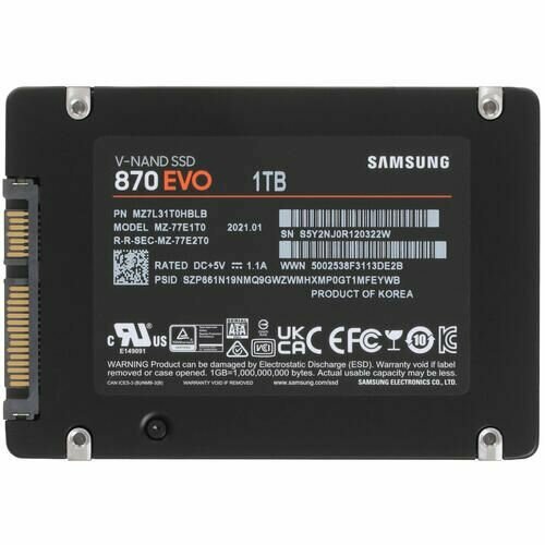 Накопитель SSD Samsung 1Tb 870 EVO Series MZ-77E1T0B/EU