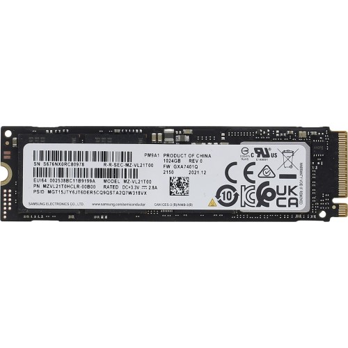 Накопитель SSD M.2 Samsung 1.0Tb PM9A1 <MZVL21T0HCLR-00B00> OEM (PCI-E 4.0 x4, up to 7000/5100MBs, 800000 IOPs, 3D NAND, 22х80mm)