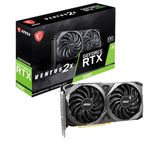 Видеокарта MSI PCI-E 4.0 RTX 3060 VENTUS 2X 12G NVIDIA GeForce RTX 3060 12288Mb 192 GDDR6 1680/15000 HDMIx1 DPx3 HDCP Ret