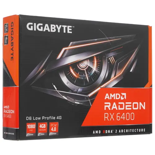 Видеокарта Gigabyte PCI-E 4.0 GV-R64D6-4GL AMD Radeon RX 6400 4096Mb 64 GDDR6 2039/16000 HDMIx1 DPx1 HDCP Ret low profile