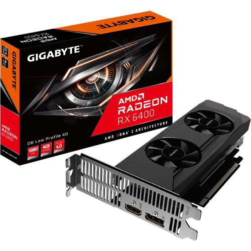 Видеокарта Gigabyte PCI-E 4.0 GV-R64D6-4GL AMD Radeon RX 6400 4096Mb 64 GDDR6 2039/16000 HDMIx1 DPx1 HDCP Ret low profile