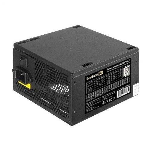Блок питания 400W ExeGate 80 PLUS® 400PPH-LT (ATX, APFC, КПД 82% (80 PLUS), 12cm fan, 24pin, (4+4)pin, PCIe, 5xSATA, 3xIDE, black, Color Box)