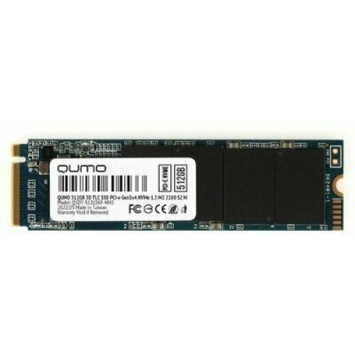 Накопитель SSD 512GB PCIe Gen3x4 NVMe 1.3 M2 2280 QUMO Novation TLC 3D (Q3DT-512GSKF-NM2)  SM2263XT R/W 2500/1900 MB/s 4K-64: r/w 220/192К IOPS 240TBW OEM