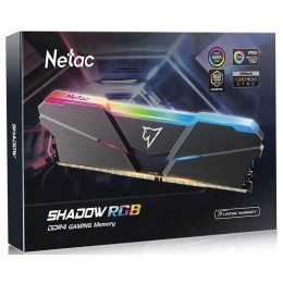Модуль памяти DDR 4 DIMM 32Gb (16Gbx2) PC25600, 3200Mhz, Netac Shadow NTSRD4P32DP-32E, RGB, CL16 Grey, 1.35V, с радиатором