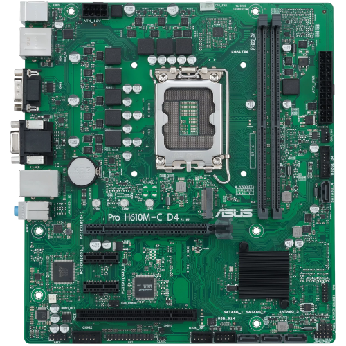 Материнская плата ASUS PRO H610M-C D4-CSM, LGA1700, B610, 2*DDR4, DP, D-Sub, HDMIx1, SATA3 + RAID, Audio, Gb LAN, USB 3.2*6, USB 2.0*6, COM port, mATX; 90MB1A30-M0EAYC