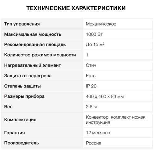 Конвектор STARWIND SHV1010 1000Вт белый