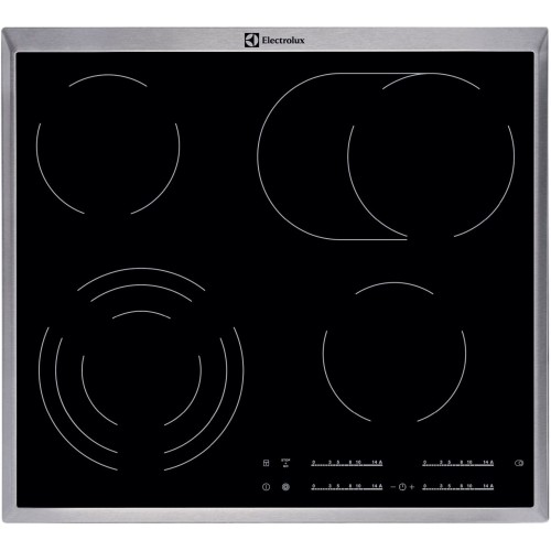Встраиваемая варочная поверхность ELECTROLUX/ электрическая, 60 см, серебристая рамка, черный цвет