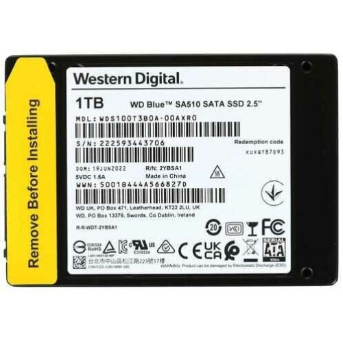 Накопитель SSD SATA2.5" 1TB BLUE SA510 WDS100T3B0A WDC