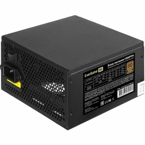 Блок питания 1000W ExeGate EX292157RUS 80 PLUS® Bronze 1000PPH (ATX, APFC, КПД 89% (80 PLUS Bronze), 12cm fan, 20+4pin, 2x2x(4+4)pin, 6xPCI-E, 8xSATA, 4xIDE, black, Color Box)
