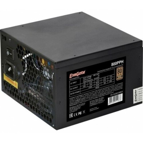 Блок питания 900W ExeGate EX292160RUS 80 PLUS® Bronze 900PPH (ATX, APFC, КПД 89% (80 PLUS Bronze), 12cm fan, 20+4pin, 2x2x(4+4)pin, 6xPCI-E, 8xSATA, 4xIDE, black, Color Box)