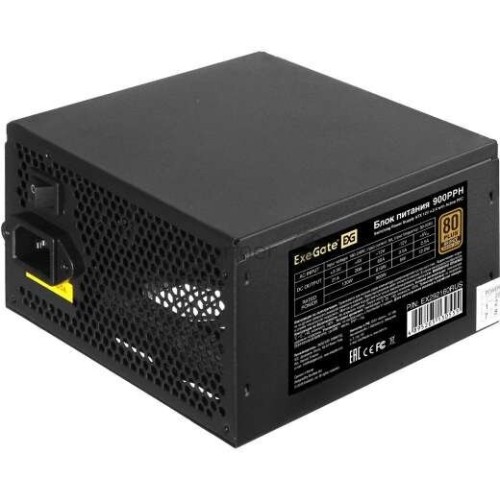 Блок питания 900W ExeGate EX292173RUS-OEM 80 PLUS® Bronze 900PPH-OEM (ATX, APFC, КПД 89% (80 PLUS Bronze), 12cm fan, 20+4pin, 2x2x(4+4)pin, 6xPCI-E, 8xSATA, 4xIDE, black, RTL)