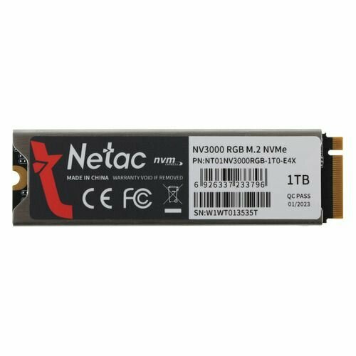 Накопитель SSD Netac M.2 2280 NV3000 RGB NVMe PCIe 1Tb NT01NV3000RGB-1T0-E4X (heat sink)