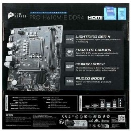 Материнская плата MSI PRO H610M-E DDR4 S1700, 2DDR4,1PCI-Ex16,1PCI-Ex1,1M.2,4SATA3.0,4USB3.2Gen1,8USB 2.0 mATX