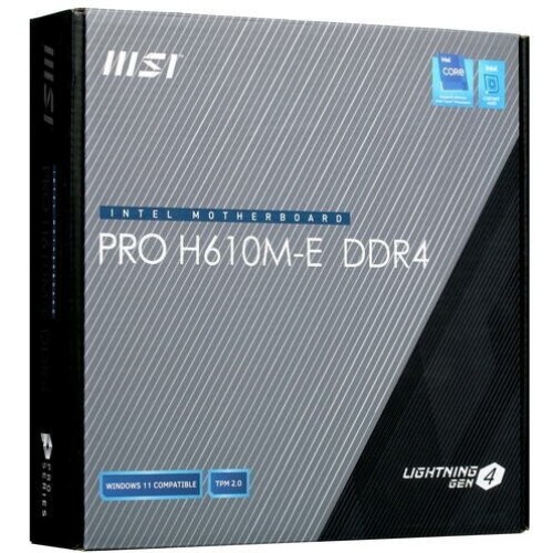 Материнская плата MSI PRO H610M-E DDR4 S1700, 2DDR4,1PCI-Ex16,1PCI-Ex1,1M.2,4SATA3.0,4USB3.2Gen1,8USB 2.0 mATX