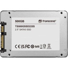 Накопитель SSD 2.5" Transcend 500Gb SSD225S <TS500GSSD225S> (SATA3, up to 530/480Mbs, 3D NAND, 180TBW, 7mm)