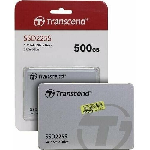 Накопитель SSD 2.5" Transcend 500Gb SSD225S <TS500GSSD225S> (SATA3, up to 530/480Mbs, 3D NAND, 180TBW, 7mm)