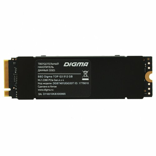 Накопитель SSD Digma PCI-E 4.0 x4 512Gb DGST4512GG33T Top G3 M.2 2280