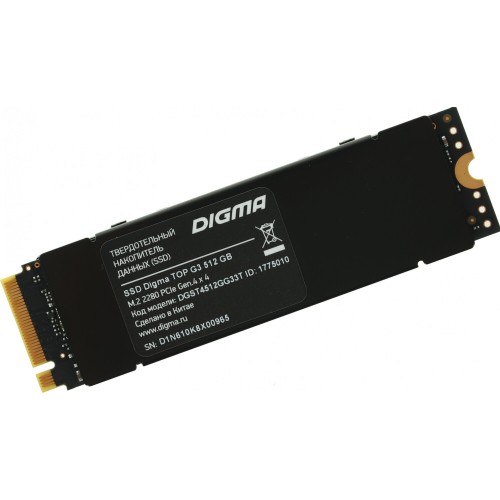 Накопитель SSD Digma PCI-E 4.0 x4 512Gb DGST4512GG33T Top G3 M.2 2280