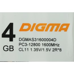 Память Digma 4Gb DDR3 1600MHz DGMAS31600004D RTL PC3-12800 CL11 SO-DIMM 204-pin 1.5В dual rank