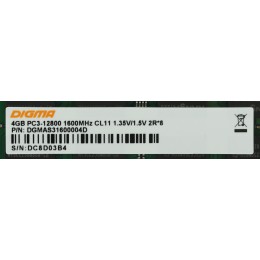 Память Digma 4Gb DDR3 1600MHz DGMAS31600004D RTL PC3-12800 CL11 SO-DIMM 204-pin 1.5В dual rank