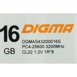 Память DDR4 16Gb 3200MHz Digma DGMAS43200016S RTL PC4-25600 CL22 SO-DIMM 260-pin 1.2В single rank